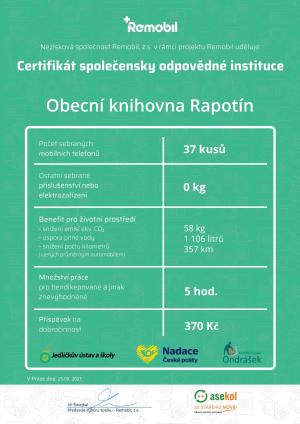 Obecní knihovna Rapotín se zapojila do projektu Remobil 1